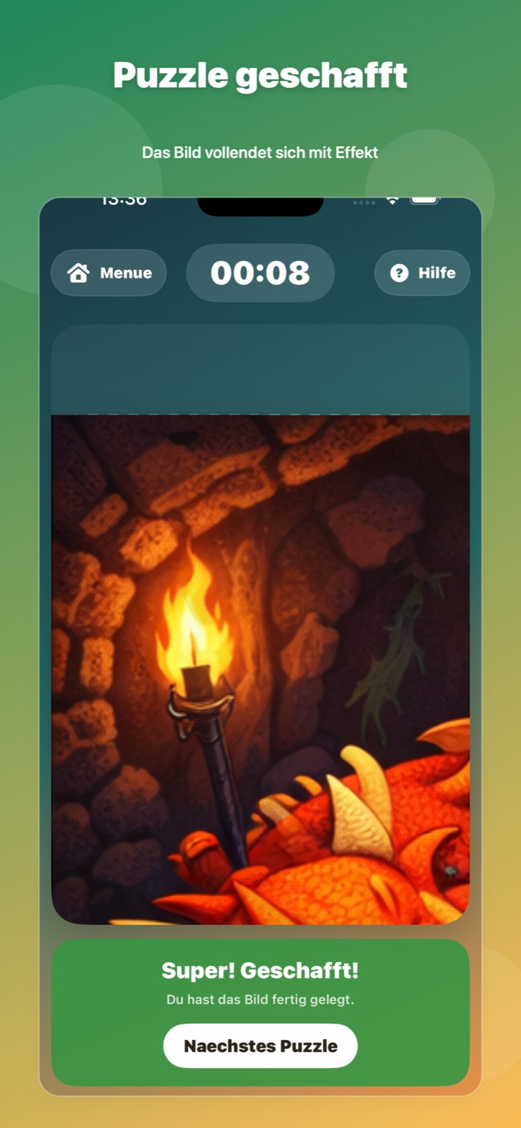 Dragon Puzzle geloestes Bild