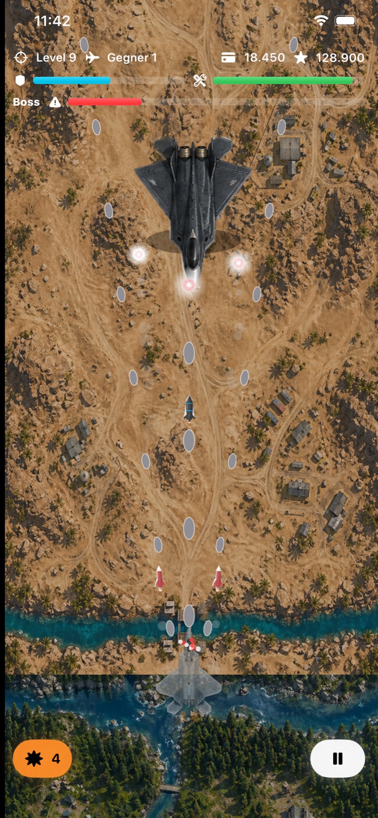 F-22 Raptor Bosskampf mit Flugzeug und Gegnern
