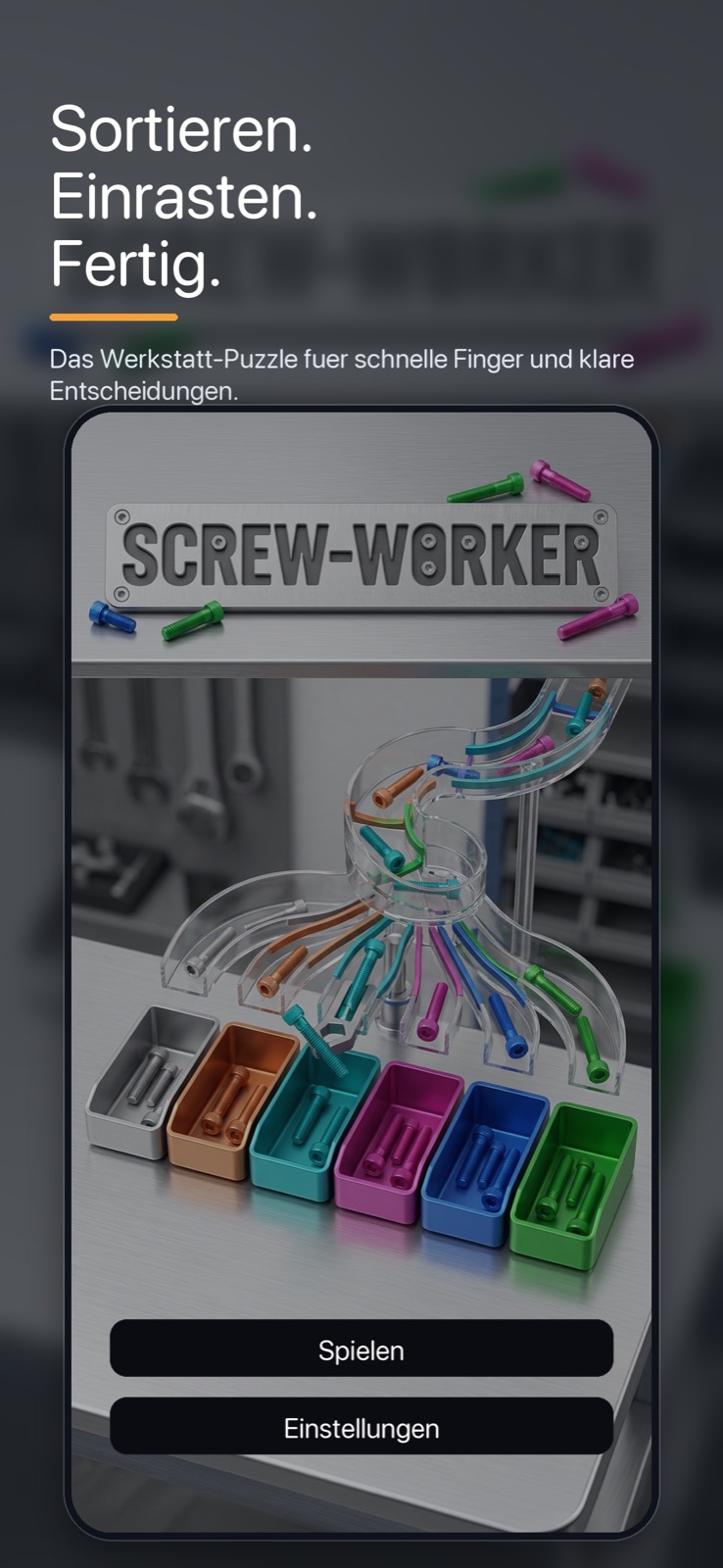 Screw Worker Startbildschirm